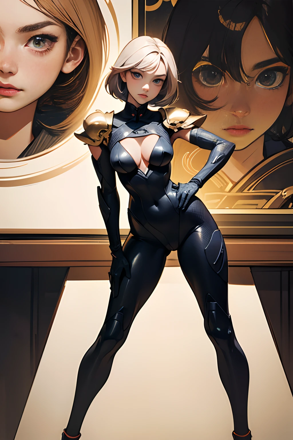 (Artwork of exceptional craftsmanship),(Detailed illustrations,(Art based on a very ideal anatomy),Very detailed and detailed drawing,Delicate lines with slow and rapid,(Realistic texture expression)),[Color tressed main line],[Shinjuku background at night],(HENTAI ANIME) (JapaneseNINJAGirl (Beauty) 15yo student) petite and muscular [Slim body] Short Bob Cut,([hornet] Orange Ninja Battle Armor) scarf [stall] ((Fitting rubber inner) [honeycomb] [edg]) hair adornments (Dull metallic luster:0.8),gravure [KUNOICHI],(Perfectly proportioned),(Fine and beautiful skin expression [realistic skin detail]),(Design built to the highest level,[Advanced structural understanding of materials],Ideal color coordination),(Intricate and beautiful decoration (Dense detail)),(More on shiny hair),[Perfect hand details],(Beautiful perfect face [Realistic face details]),[Clear gaze],[long and beautiful eyelashes],[Perfect eye details (Eyes beautifully drawn down to the smallest detail)],(detaileds,high-detail),((Precision Detail),[multi-layer texture],HighQuality,hight resolution),[(Accurate simulation of light-material interactions),Understanding Airflow,Mechanically correct representation],[Visual art that conveys a sense of narrative] [Full body like],[[Desaturation]].
