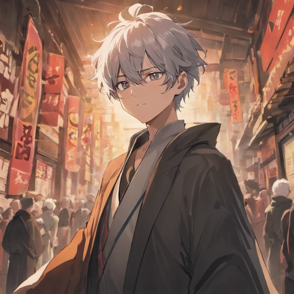 Elderly,with gray hair,masculine,wang