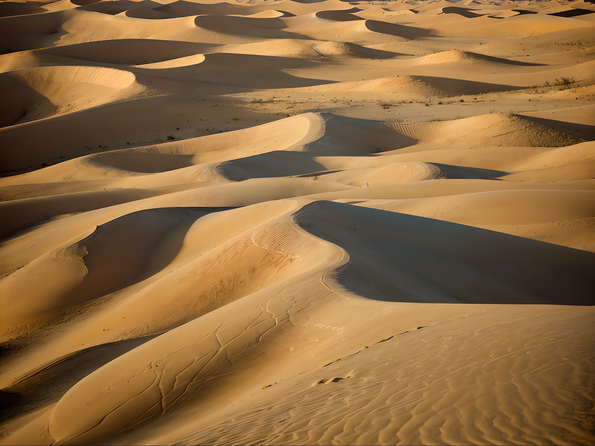 Vast Desert Dunes: Endless rolling dunes shimmering in the sunlight, creating an awe-inspiring sight.