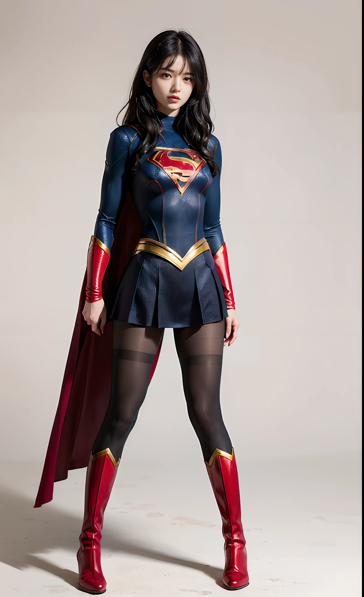 No background、(((Beautiful legs in black tights.)))、(((Legally express the beauty of your smile)))、((((Make the most of your original images)))、(((体にぴったりフィットするSupergirl Costume)))、(((Supergirl Costume)))、(((short and beautiful hair)))、(((suffering)))、(((Please wear black tights....、Wear red boots)))、((Best image quality、8k))、((Highest quality、8k、masterpiece:1.3))、(((Preserve background )))、Sharp focus:1.2、Beautiful woman with perfect figure:1.4、Slim Abs:1.2、Wet body:1.5、Highly detailed face and skin texture、8k