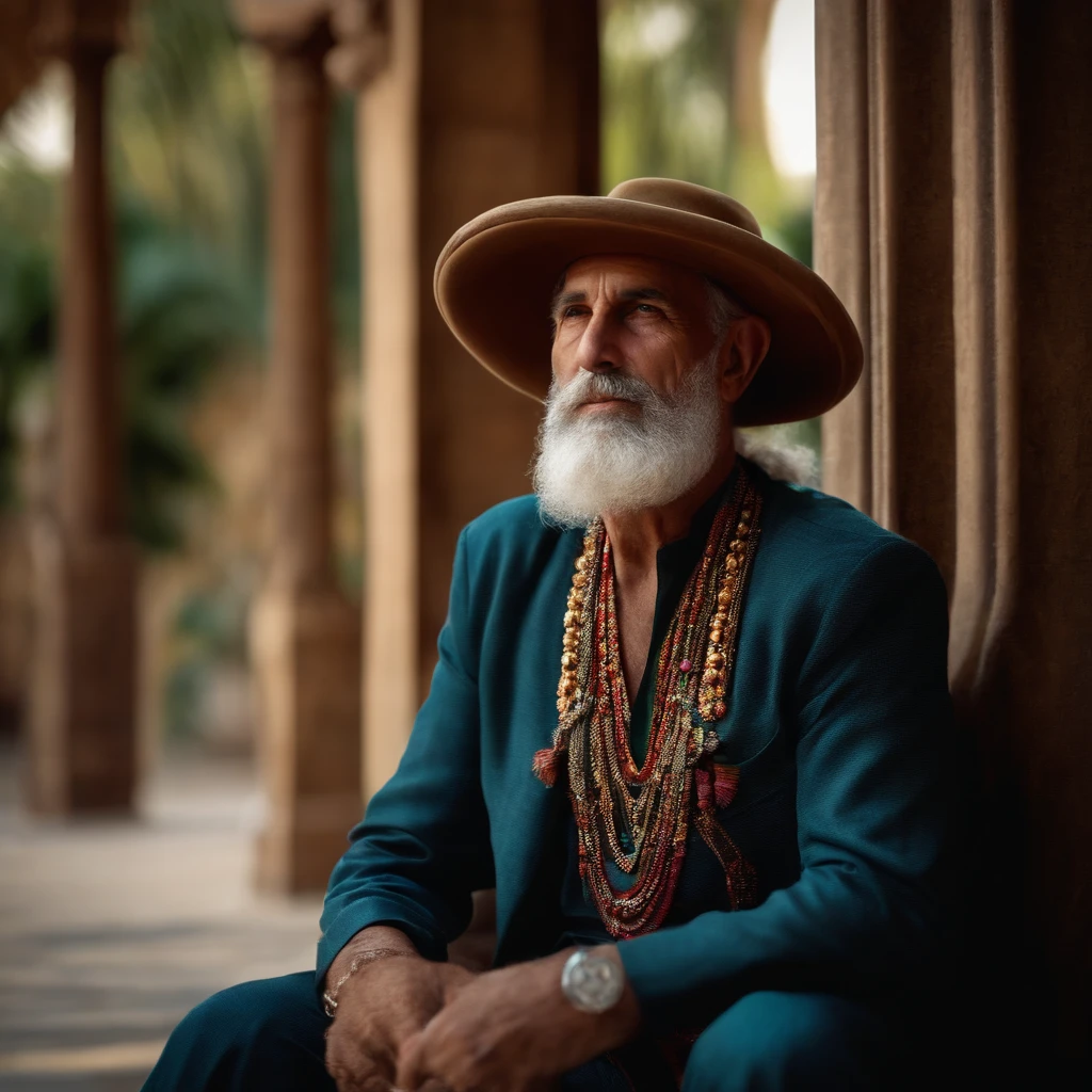 homem de 80 anos, Israeli dress without hat, com barba curta e cabelo longo