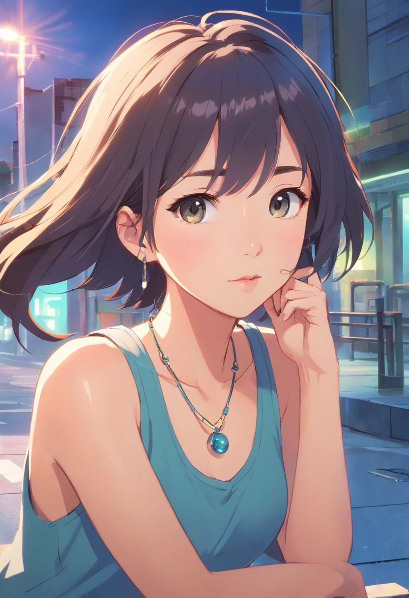 arafed asian woman with a necklace and a gray tank top, beautiful young korean woman, gorgeous young korean woman, beautiful south korean woman, korean girl, a young asian woman, korean woman, young adorable korean face, portrait of female korean idol, young asian girl, beautiful asian girl, young asian woman, young cute wan asian face