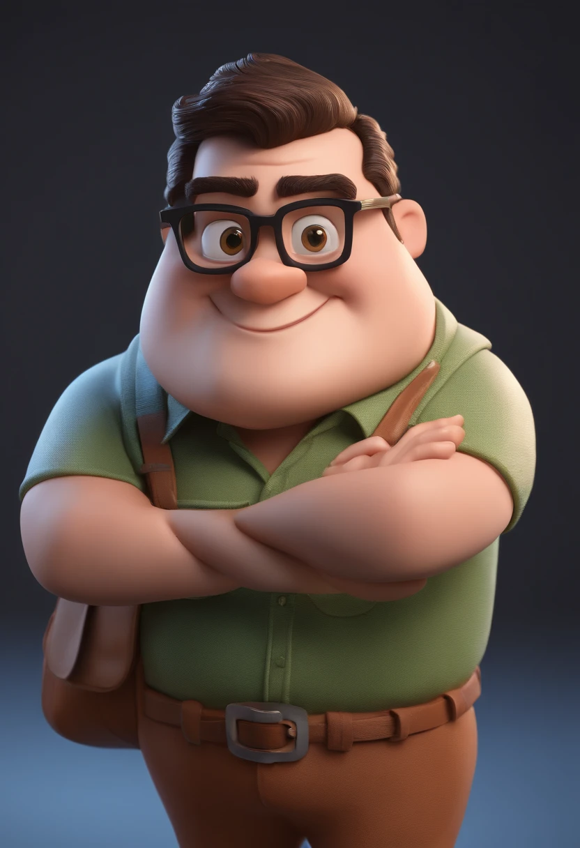 Cartoon character of a man with black glasses and a blue shirt, animation character, Caractere estilizado, animation style rendering, 3D estilizado, Arnold Maya render, 3 d render stylized, toon render keyshot, Personagem 3D, Personagem 3D, 3d rendering stylized, 3 d character render, personagem de desenho animado, Personagem de close up, Pose de personagem, (Estilo Pixar) (master part:1.2) (Bokeh) (best quality) (pele detalhada) (textura detalhada) (8k) (argila) (Cinematic lighting) (foco nítido