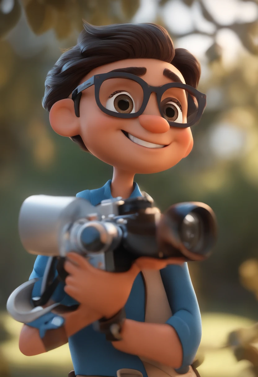 Personaje de dibujos animados de un hombre con gafas negras y una camisa azul, animation character, stylized character, Rendering animation styles, 3D estilizado, Arnold Maya render, 3D render estilizado, Toon renderizar keyshot, Personaje 3D, Personaje 3D, Renderizado 3D estilizado, Renderizado de 3 caracteres D, Personaje de dibujos animados, Personaje de primer plano, Pose del personaje, (estilo pixar) (Pieza maestra:1.2) (Bokeh) (La mejor calidad) (Piel detallada) (Textura detallada) (8k) (arcilla) (cinematic lighting) (foco nítido