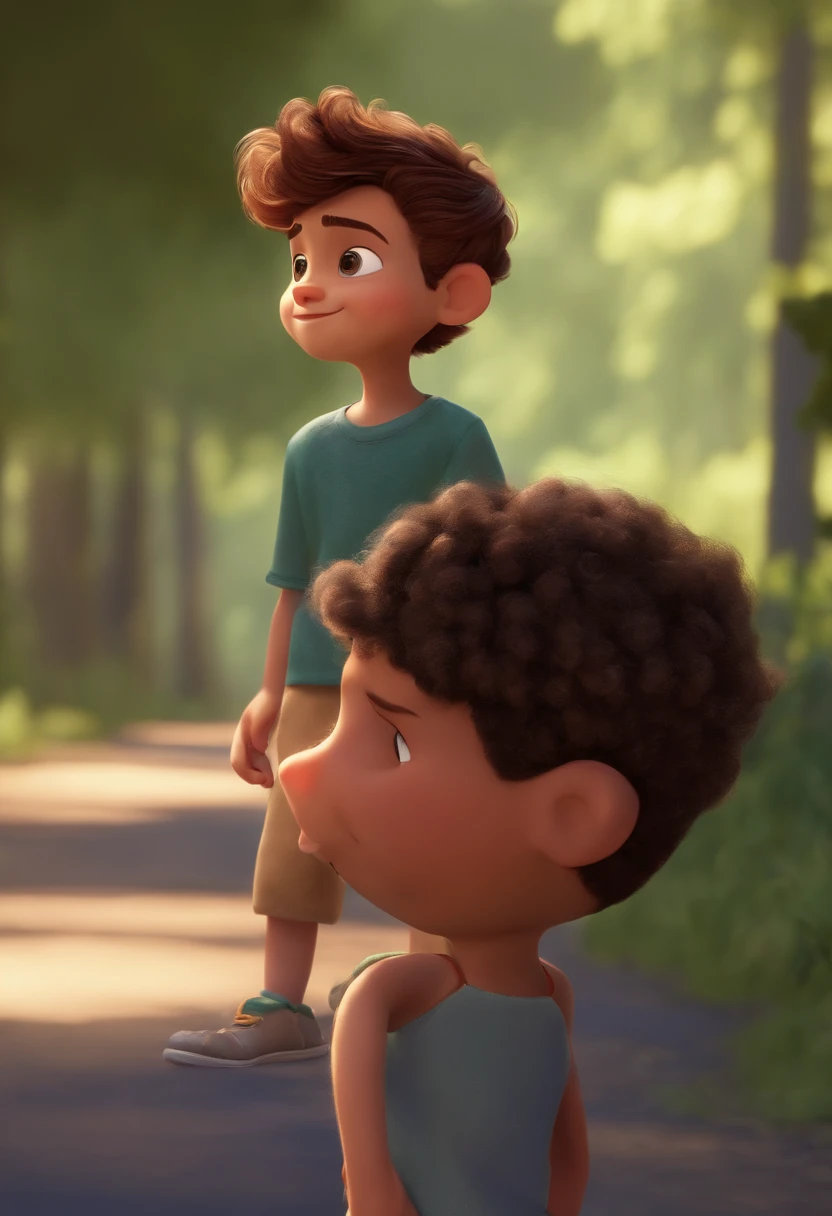 Image of a boy for a story in a YouTube video in Pixar format, He's the allabester, He's the class leader, He's outgoing, Playful and gets up for a lot of things, cabelo curto