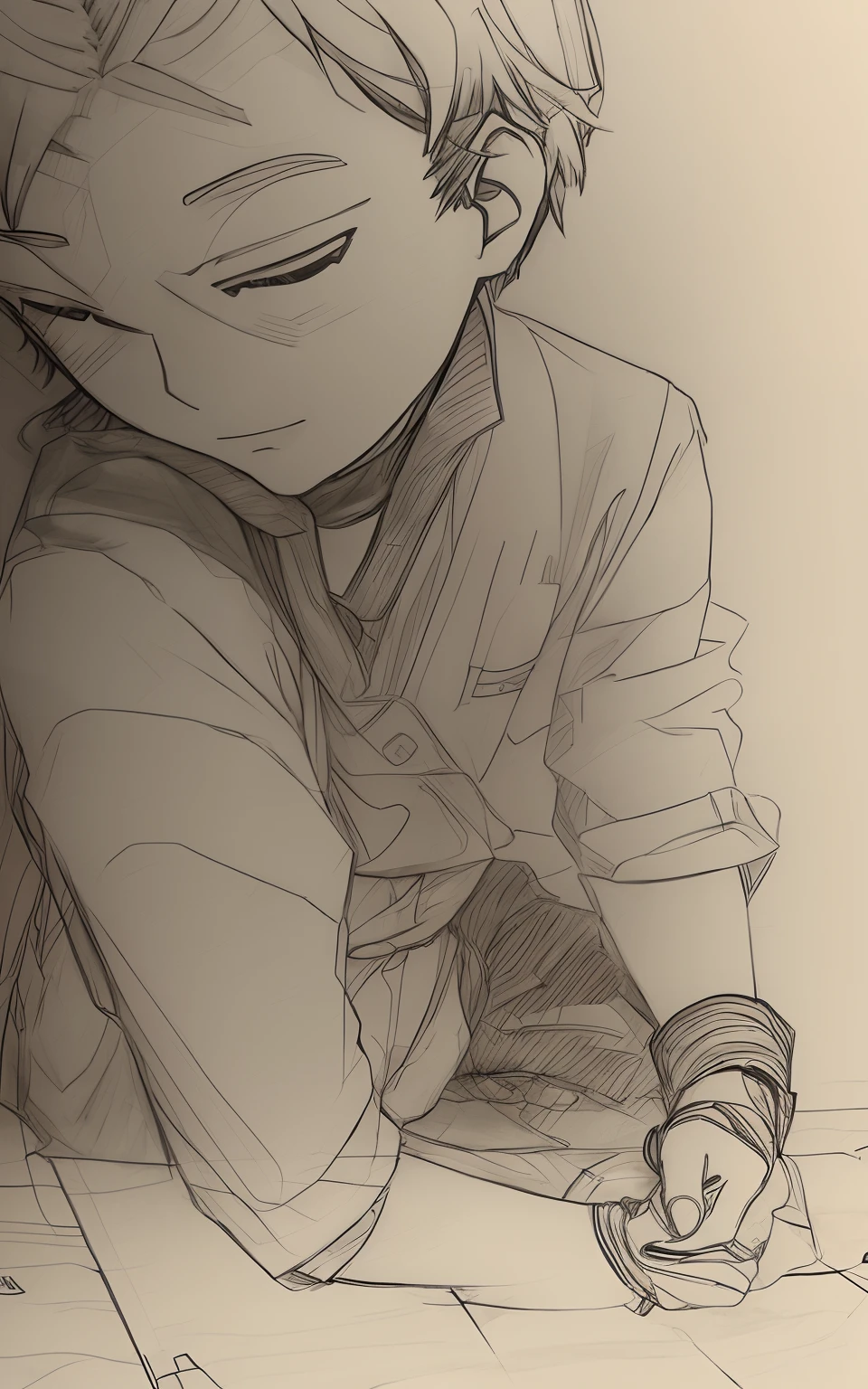 an anime line drawing of linus_sebastian,