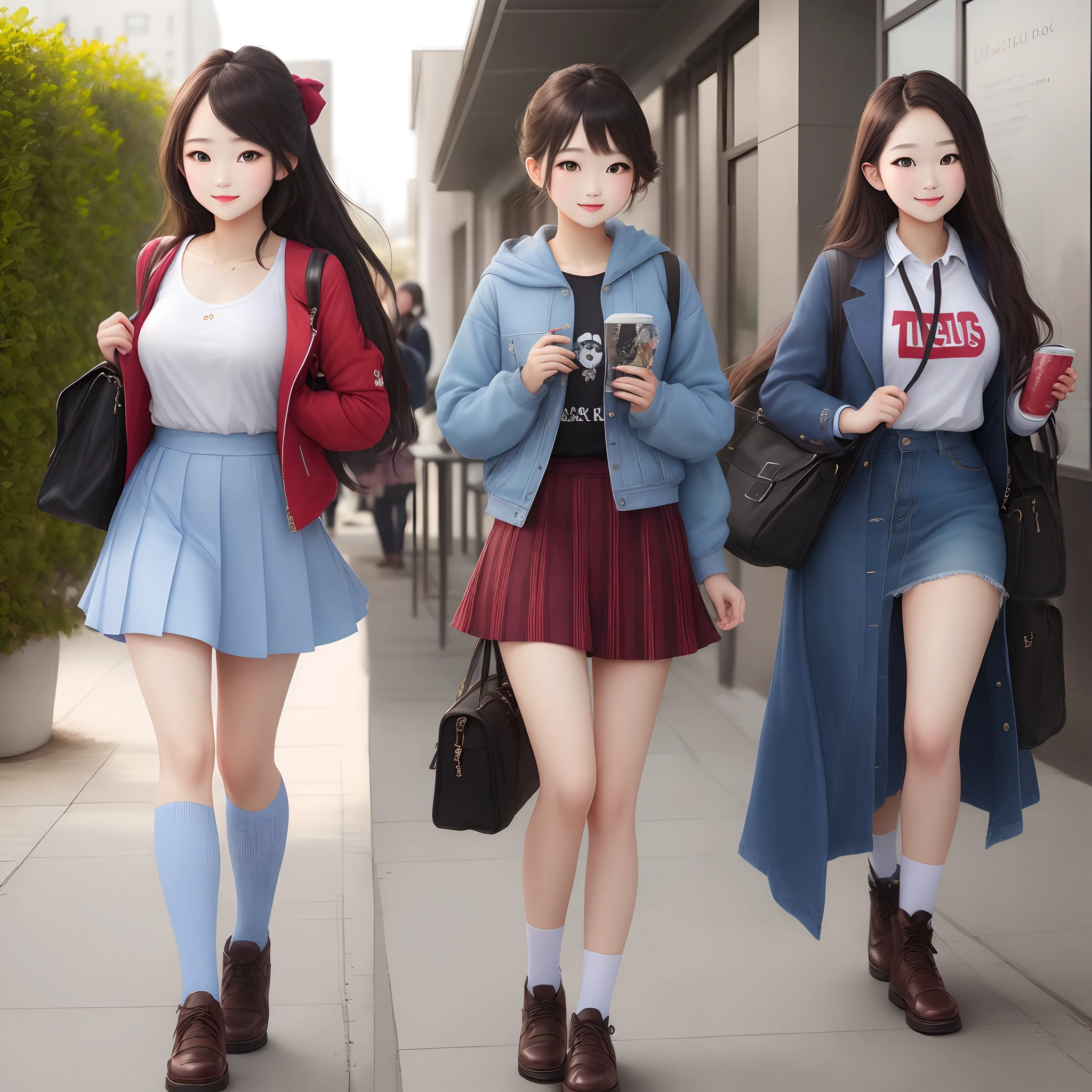 blue, student, cute, beautiful, fashionable