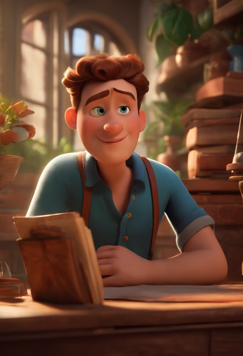 A Dream Architect Inspired by Pixar Animation, de perto. The character takes center stage with captivating facial expressions, oferecendo um toque de irrealidade