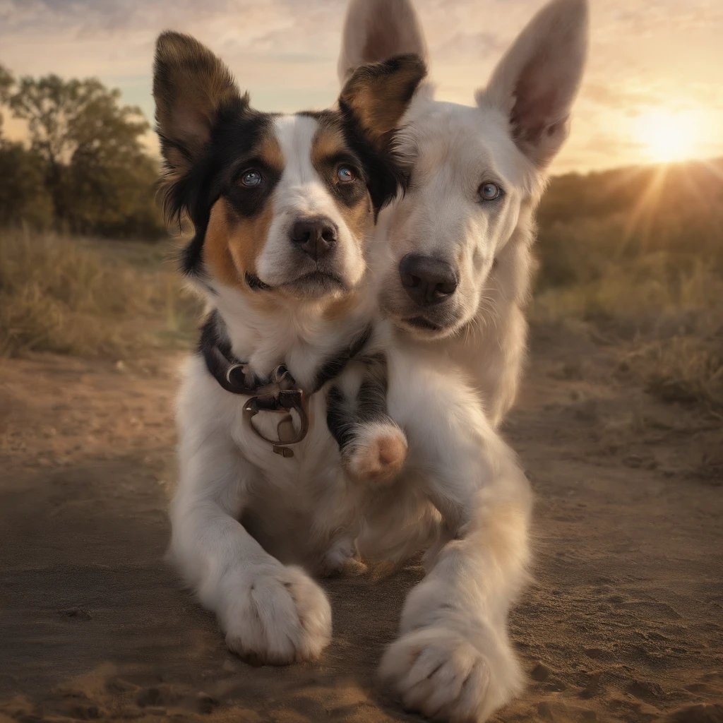 uma mulher adulta (mae); e um (barnet); e um cachorro, eles estao num parque ao ar livre de frente para o por do sol, e todos estao felizes