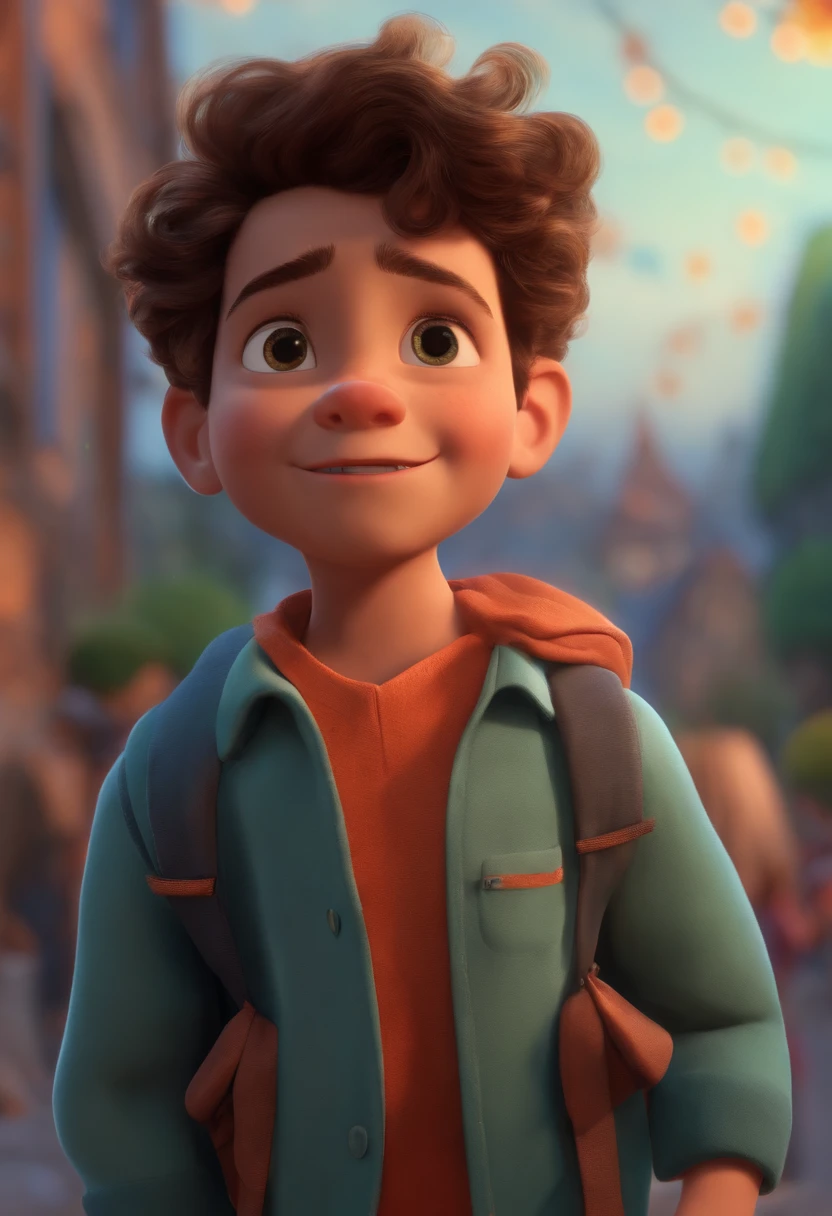 Image of a boy for a story in a YouTube video in Pixar format, He's the allabester, He's the class leader, He's outgoing, Playful and gets up for a lot of things