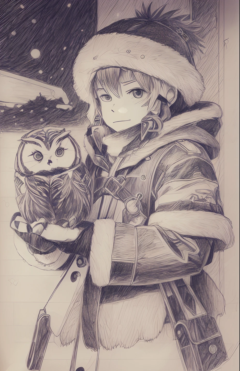 an anime line drawing of linus_sebastian,