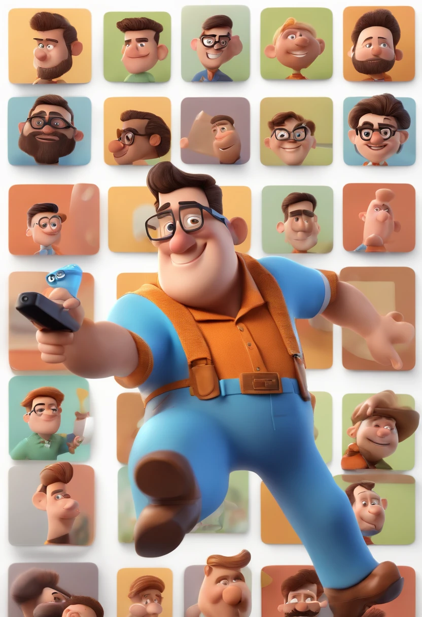 Cartoon character of a man with black glasses and a blue shirt, animation character, Caractere estilizado, animation style rendering, 3D estilizado, Arnold Maya render, 3 d render stylized, toon render keyshot, Personagem 3D, Personagem 3D, 3d rendering stylized, 3 d character render, personagem de desenho animado, Personagem de close up, Pose de personagem, (Estilo Pixar) (master part:1.2) (Bokeh) (best quality) (pele detalhada) (textura detalhada) (8k) (argila) (Cinematic lighting) (foco nítido