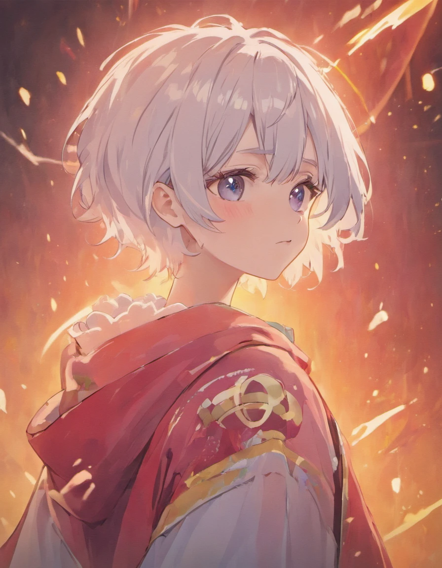 Short-haired ager Masata, cute, wearing a robe, white hair