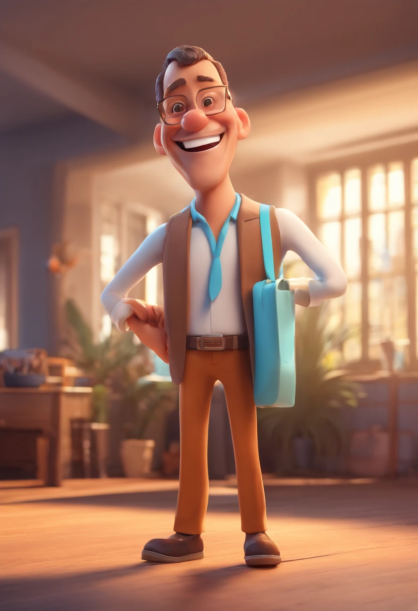 Smiling Man Illustration, sorriso insano, Homem de pele marrom com um sorriso gigante, happily smiling at the camera, sorriso atrevido, he's smiling, sorriso muito grande, Macho sorridente, foto de perfil headshot, rindo sorriso enorme, desenhando no estilo de Arte 3D, c4d, fundo de cor branco puro, estilo disney, estilo pixar render ilustracao Super Detalhe, 8k