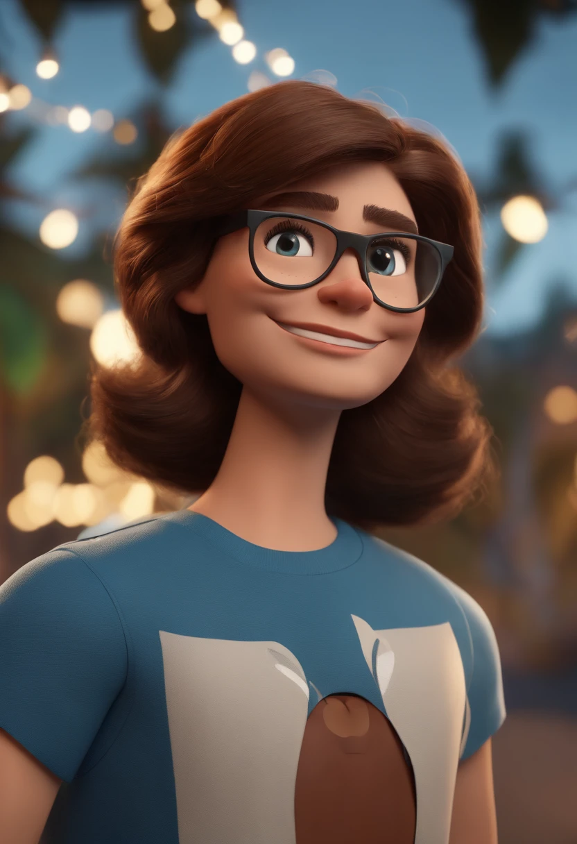 Cartoon character of a man wearing black glasses and a blue shirt, um personagem animado, Caractere estilizado, animation style rendering, 3D estilizado, Arnold Maya render, 3 d render stylized, toon render keyshot, Personagem 3D, Personagem 3D, 3d rendering stylized, 3 d character render, personagem de desenho animado, Personagem de close up, Pose de personagem, (Estilo Pixar) (master part:1.2) (Bokeh) (best quality) (pele detalhada) (textura detalhada) (8k) (argila) (Cinematic lighting) (foco nítido,Senta e vaza a parte superior do corpo