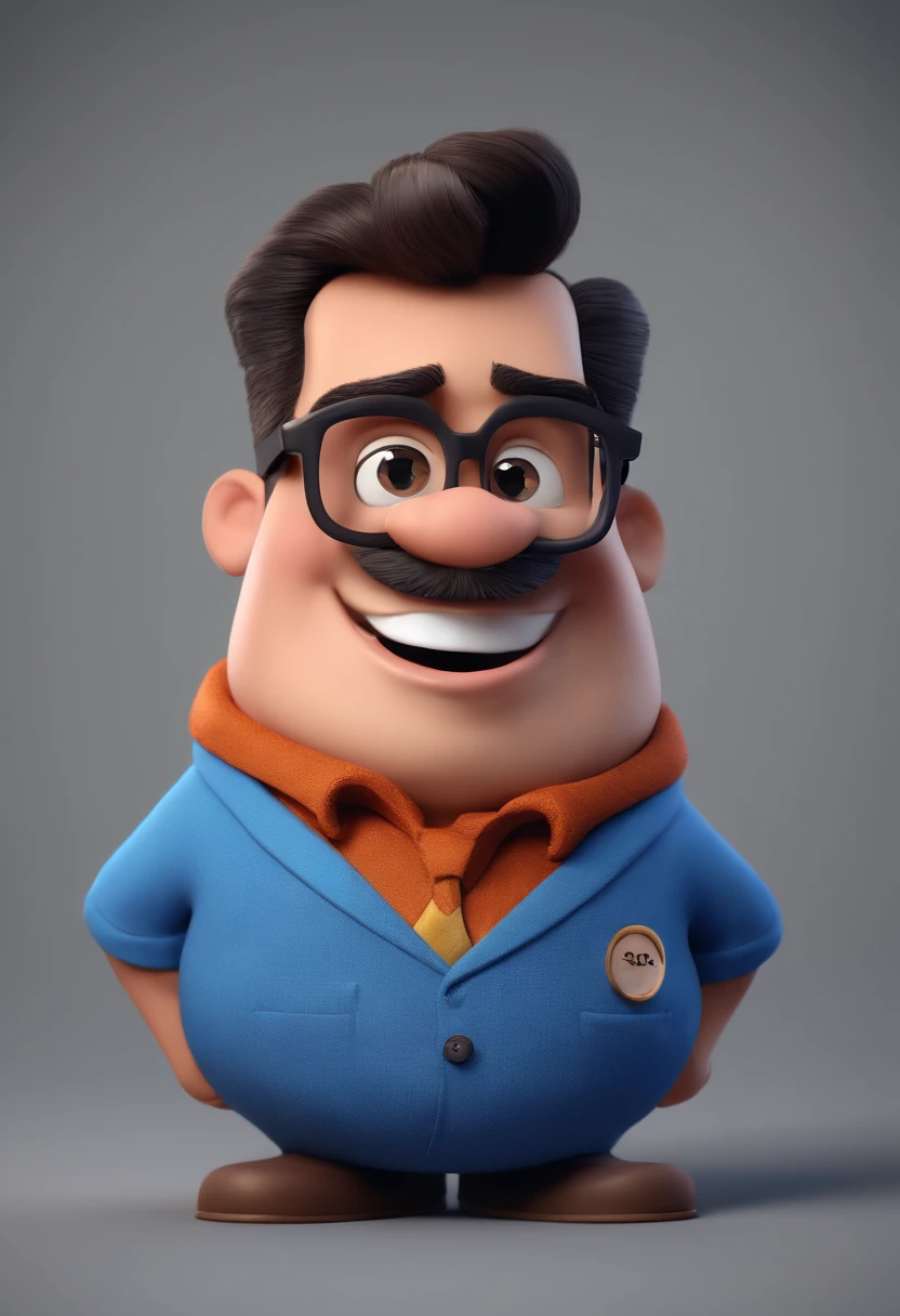 Cartoon character of a man with black glasses and a blue shirt, animation character, Caractere estilizado, animation style rendering, 3D estilizado, Arnold Maya render, 3 d render stylized, toon render keyshot, Personagem 3D, Personagem 3D, 3d rendering stylized, 3 d character render, personagem de desenho animado, Personagem de close up, Pose de personagem,  (Estilo Pixar) (master part:1.2) (Bokeh) (best quality) (pele detalhada) (textura detalhada) (8k) (argila) (Cinematic lighting) (foco nítido