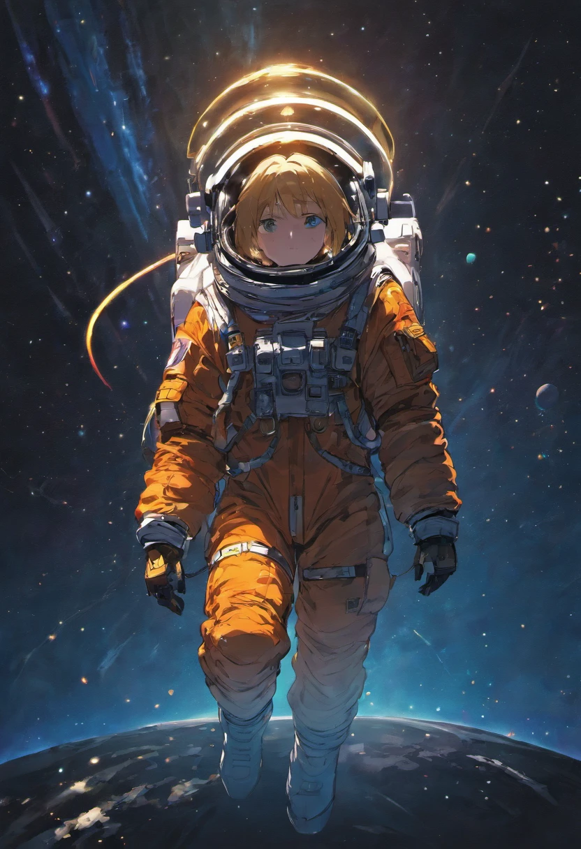 Astronaut wandering in space, Black background