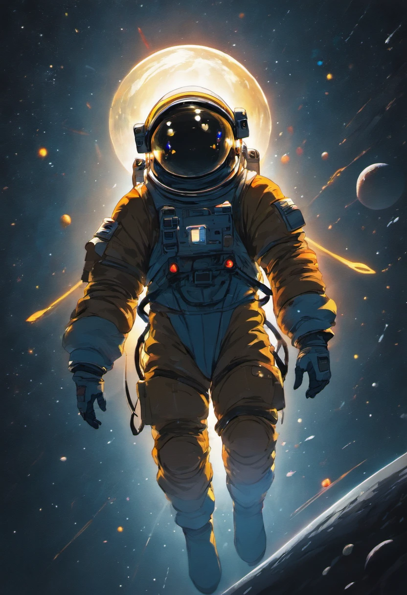 Astronaut wandering in space, Black background