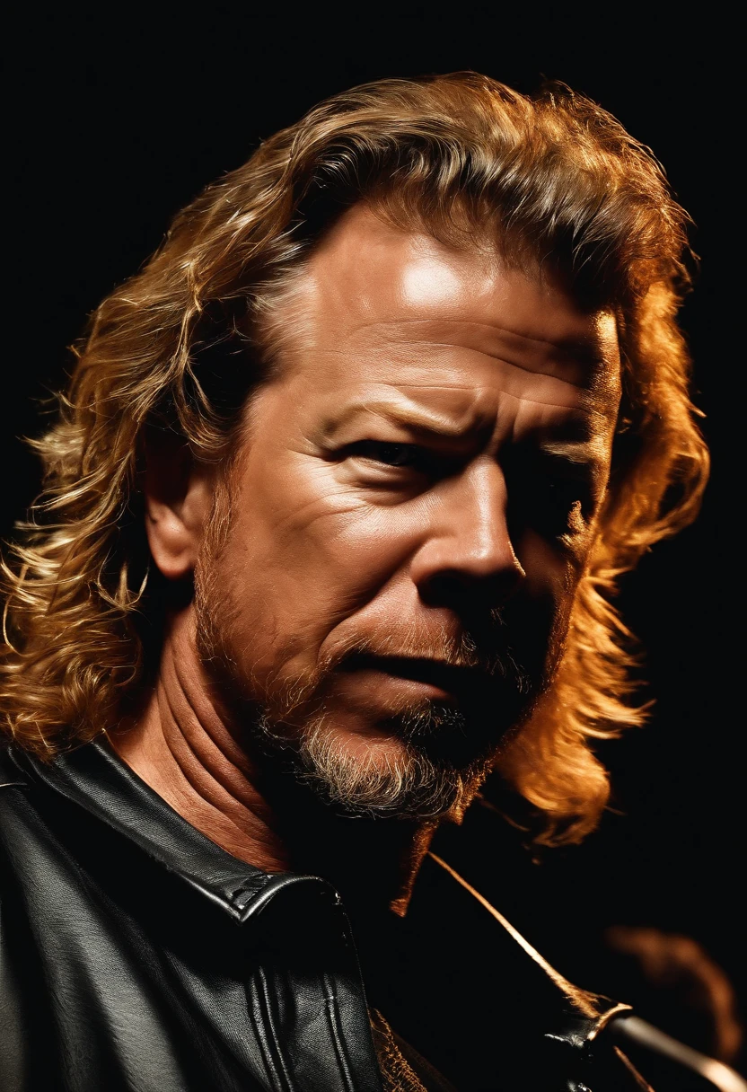 retrato de James Hetfield,master part,best quality,Cinematic photo of a ganger , Epic lighting, roqueiro