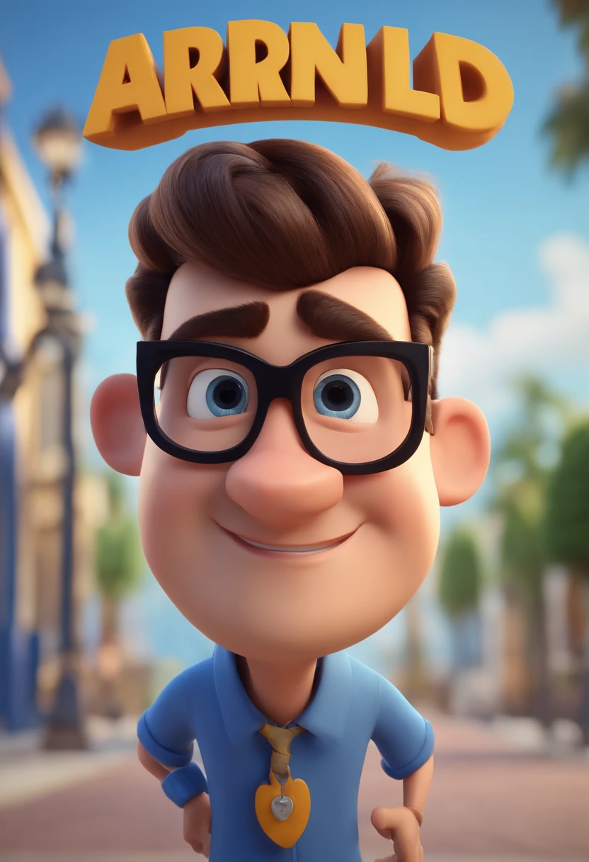 Cartoon character of a man wearing black glasses and a blue shirt, an animated character, stylized character, animation style render, stylized 3d, arnold maya render, 3 d render stylized, toon render keyshot, 3d character, 3d character, 3D rendering stylized, 3 d character render, cartoon character, Close-up characters, Character pose, (pixar-style) (Master parts:1.2) (Bokeh) (Best quality) (Detailed skins) (detail texture) (8K) (clay) (Cinematic lighting) (foco nítido