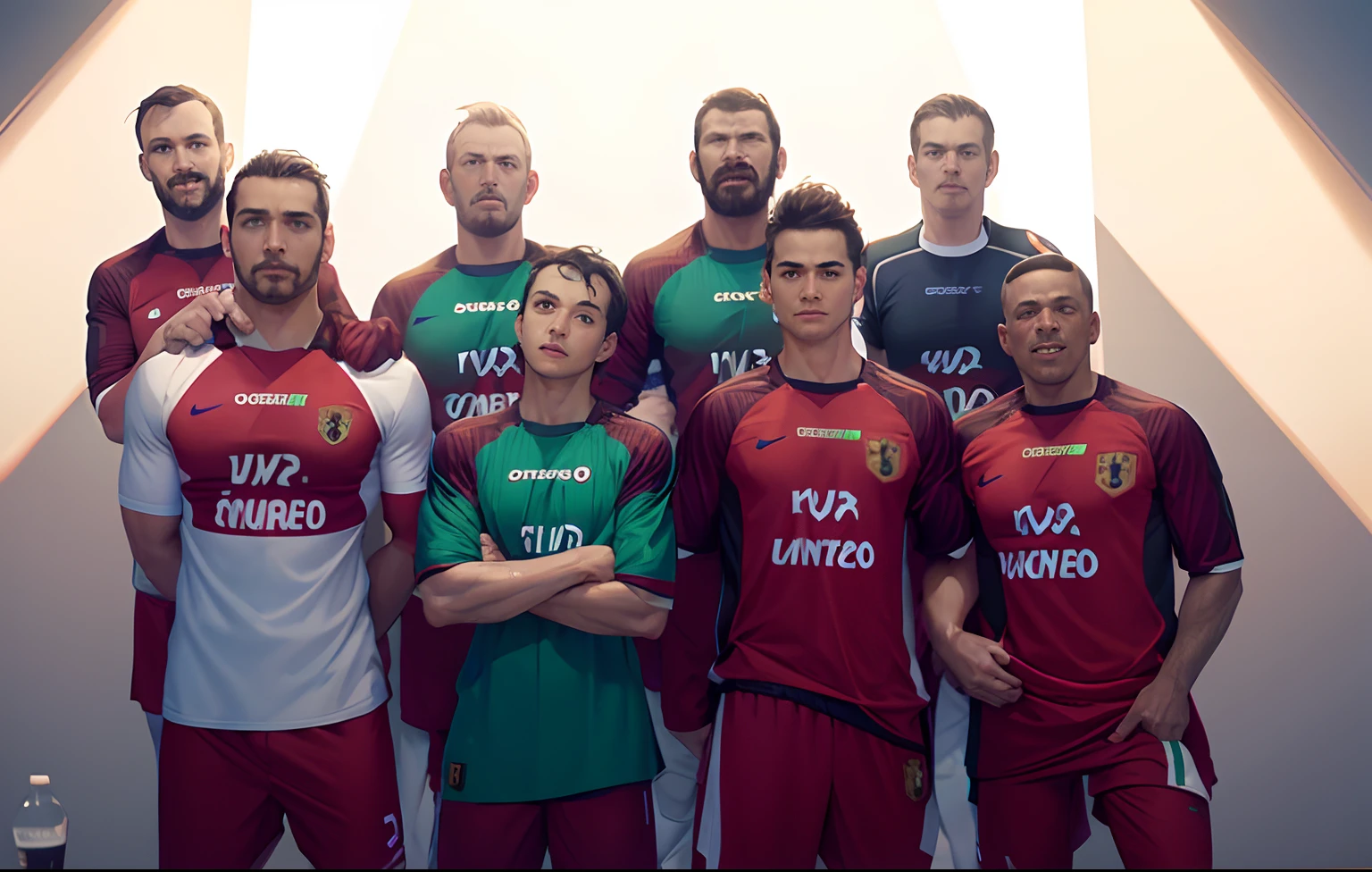 Crie um porter estilo "Disney Pixar",title "Galinheiro DUCAMPUS", Cinco homens,1 com camisola Sporting,cabelo encaracolado,barba grande.outro homem alto com camisola do SCP Sporting ,careca,oculos,outro homem gordo com camisola do Benfica,cabelo curto,barba,oculos, outro homem baixo com camisola do Benfica,careca,barba branca,oculos, outro homem baixo com camisola do F.C.Porto,cabelo curto,moreno,com sardas,hands on head.todos a fugirem.Muitas galinhas e penas no ar.