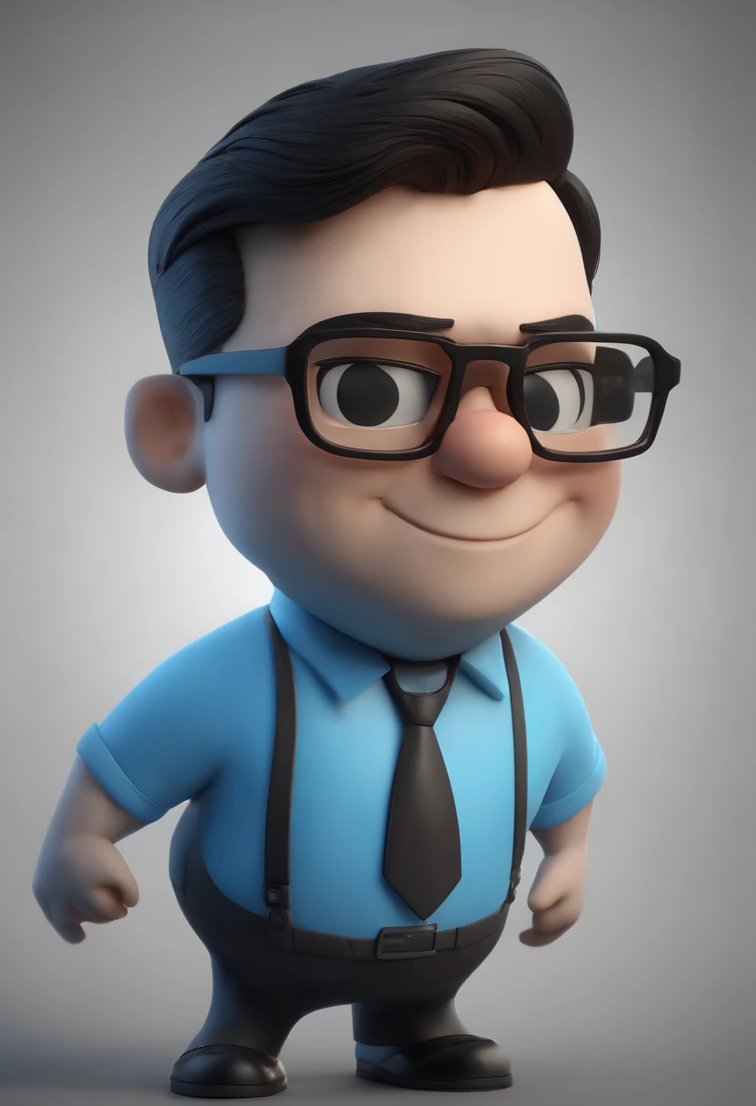 Cartoon character of a man wearing black glasses and a blue shirt, um personagem animado, Caractere estilizado, animation style rendering, 3D estilizado, Arnold Maya render, 3 d render stylized, toon render keyshot, Personagem 3D, Personagem 3D, 3d rendering stylized, 3 d character render, personagem de desenho animado, Personagens em close-up, Pose do personagem, (Estilo Pixar) (Master Parts:1.2) (Bokeh) (best quality) (skins detalhadas) (textura do detalhe) (8k) (argila) (Cinematic lighting) (foco nítido