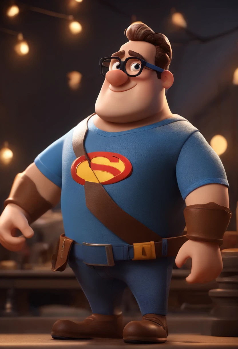 Cartoon character of a man wearing black glasses and a blue shirt, um personagem animado, Caractere estilizado, animation style rendering, 3D estilizado, Arnold Maya render, 3 d render stylized, toon render keyshot, Personagem 3D, Personagem 3D, 3d rendering stylized, 3 d character render, personagem de desenho animado, Personagens em close-up, Pose do personagem, (Estilo Pixar) (Master Parts:1.2) (Bokeh) (best quality) (skins detalhadas) (textura do detalhe) (8k) (argila) (Cinematic lighting) (foco nítido
