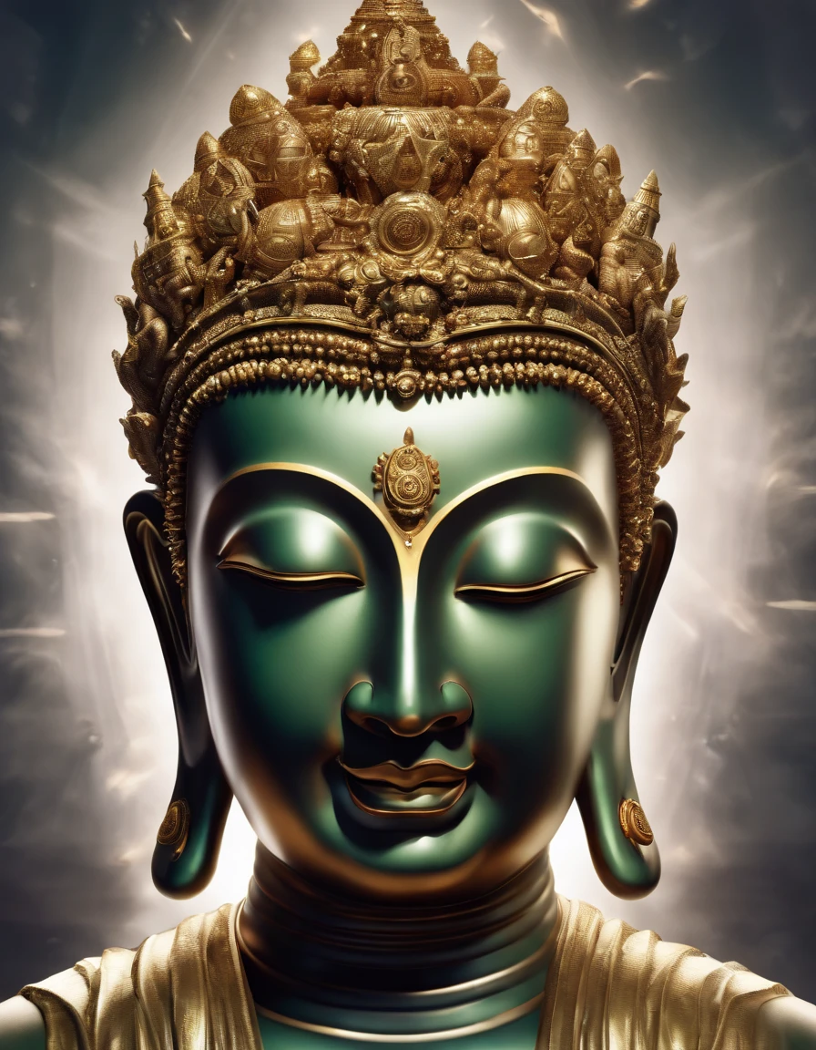 (breathtaking,10,10,high-res,masterpiece:1.2),ultra-detail,(Realistic,photorealistic portrait,photo-realistic:1.37),Buddha,enlightenment,serene,brightness,Inner radiance,A Deep Spiritual Journey,Enlightenment of the Universe,tranquil,Vivid depiction,Radiate energy and flow,reincarnation,Glow golden halo