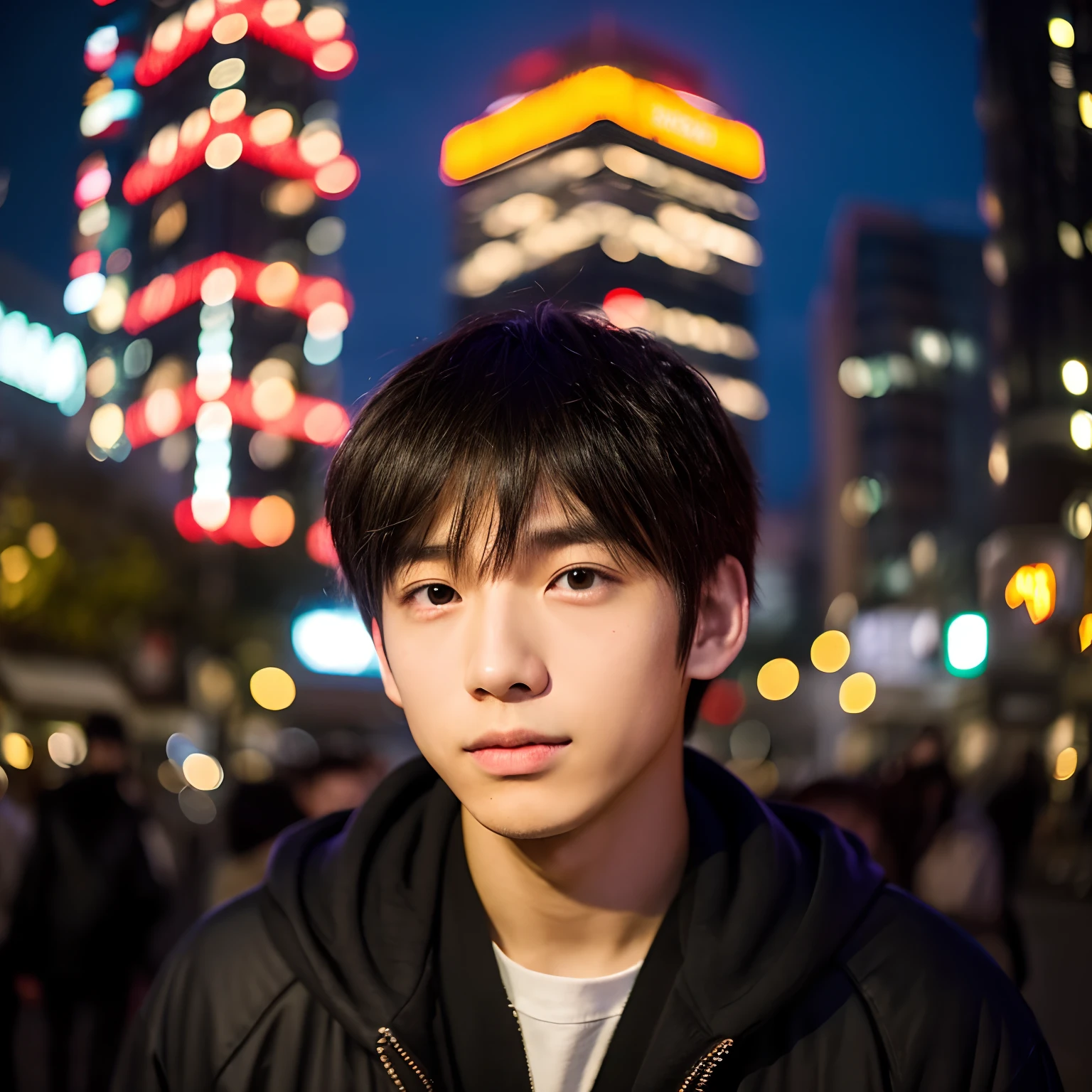 Naniwa Boys、Nagao Kaze、idol、20yr old、Tokyo Tower、light skinned、The hair is black and light、japanes