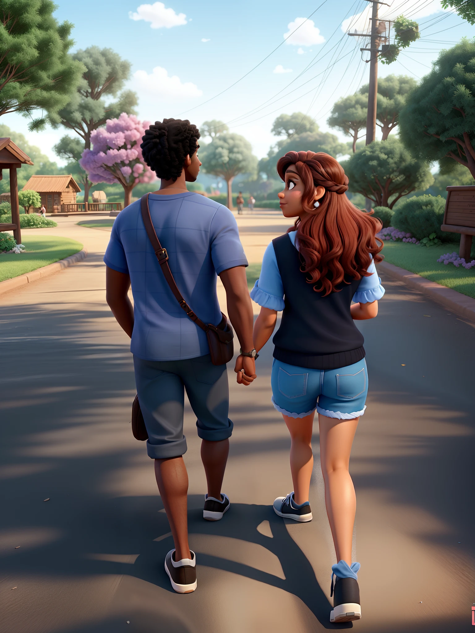 romantic couple, Dark-skinned man and woman remains the same as it is in the photo, igual aos filmes Disney Pixar