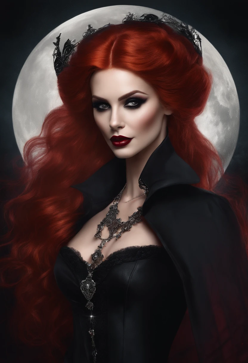 Red-haired gothic vampire woman.