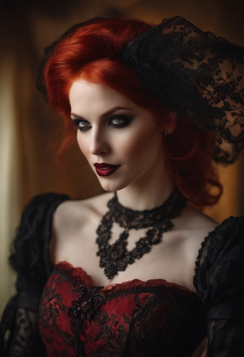 Red-haired gothic vampire woman.