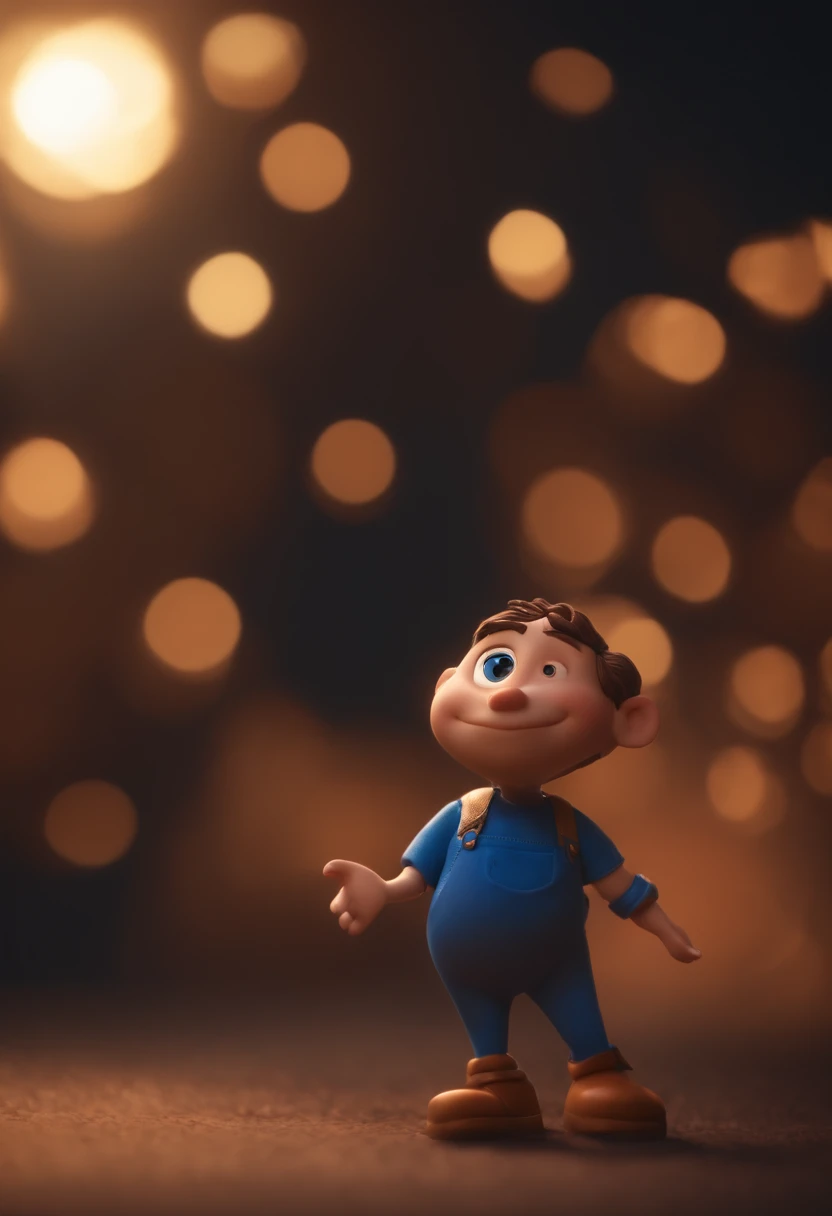 Garoto, estilo disney, tom de pele: claro: Cabelo: marrom escuro, liso, curto, penteado para o lado direito. camisa: social, Cor azul. Fundo: Gray and white gradient,Comemorando, Hands raised, sorrindo, feliz, (estilo pixar) (obra-prima:1.2) (bokeh) (melhor qualidade) (pele detalhada) (textura detalhada) (8k) (claymation) (cinematic lighthing) (foco nítido