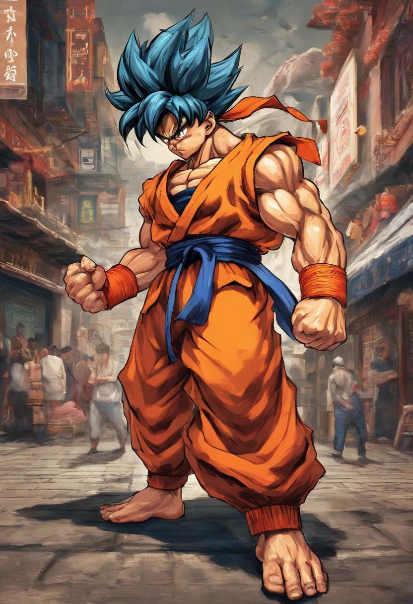 Personaje goku , ciudad real,8k,4k,HDR