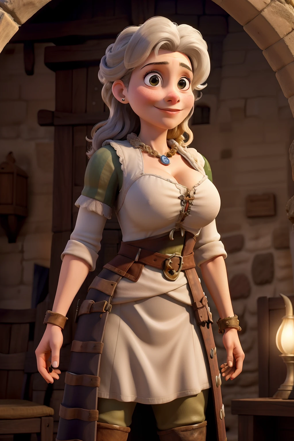 Obra-prima, de melhor qualidade, uma mulher de 30 anos, uma guerreira medieval