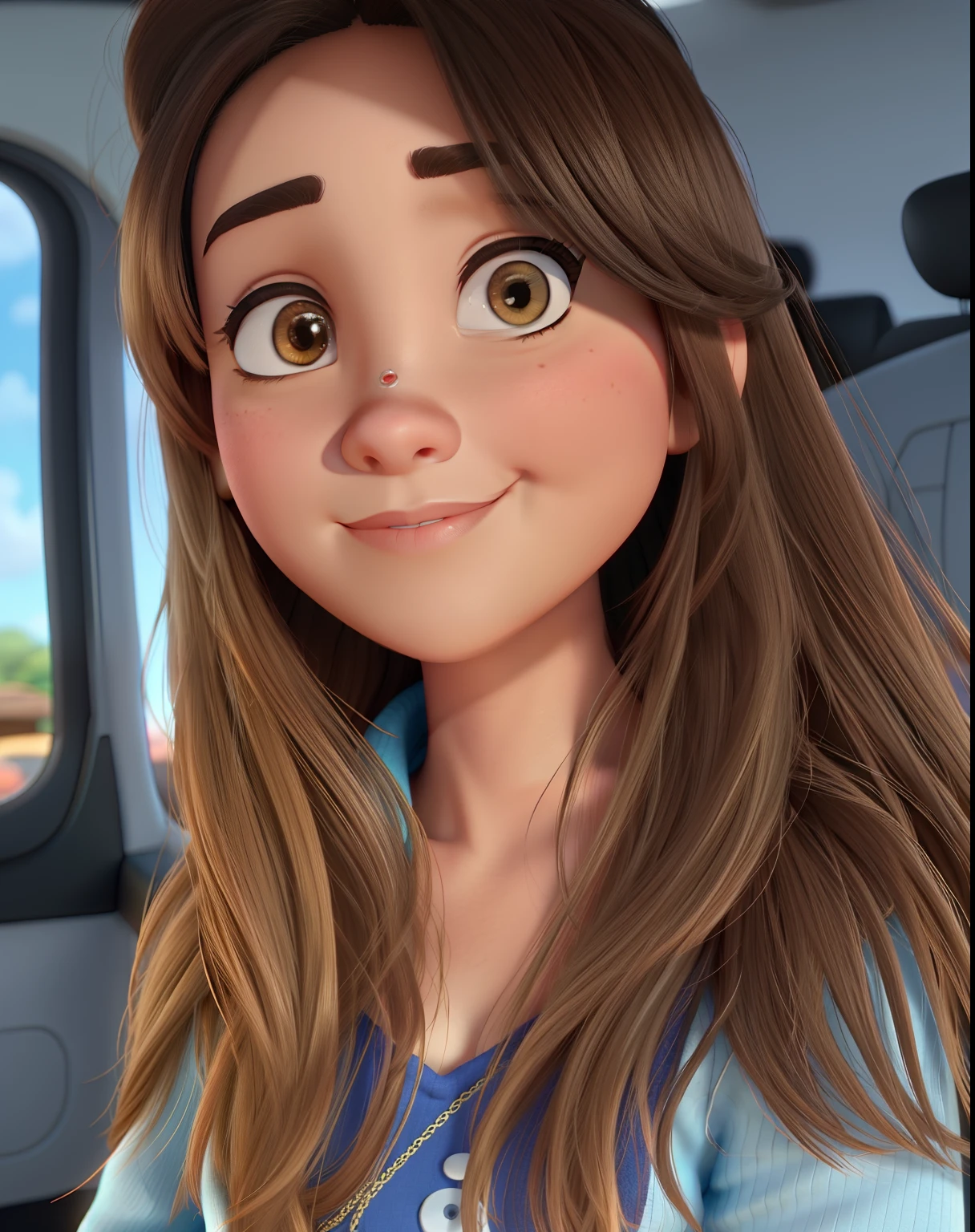 Uma mulher morena no estilo Disney Pixar, alta qualidade, melhor qualidade