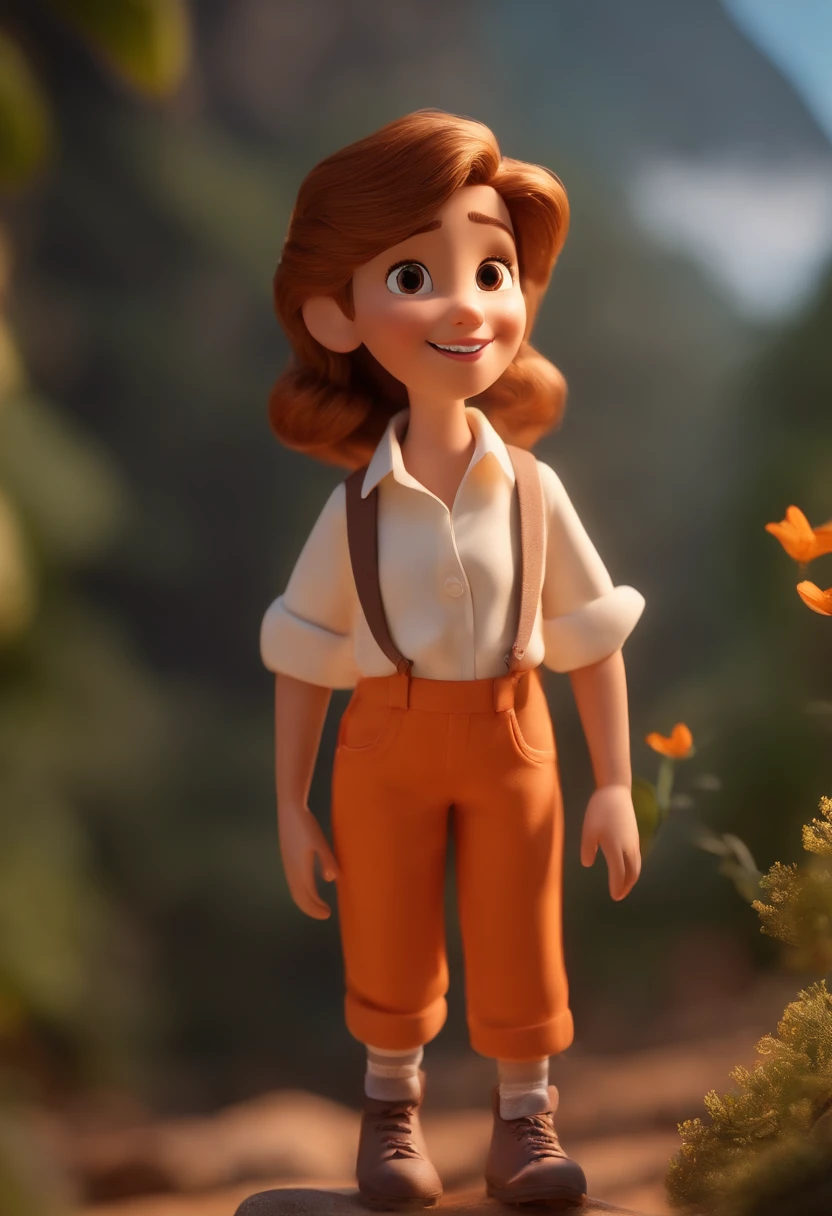 Garoto, estilo disney, tom de pele: claro: Cabelo: marrom escuro, liso, curto, penteado para o lado direito. camisa Cor rosa, chapéuPanamámarrom,. Background: a giant paper airplane, Book with light brown cover in hand, ao lado de uma de cabelo ruivo avermelhado, White shirt and orange pants, With light brown libro in hand, ambos sorrindo, feliz, (estilo pixar) (obra-prima:1.2) (bokeh) (melhor qualidade) (pele detalhada) (textura detalhada) (8k) (claymation) (cinematic lighthing) (foco nítido