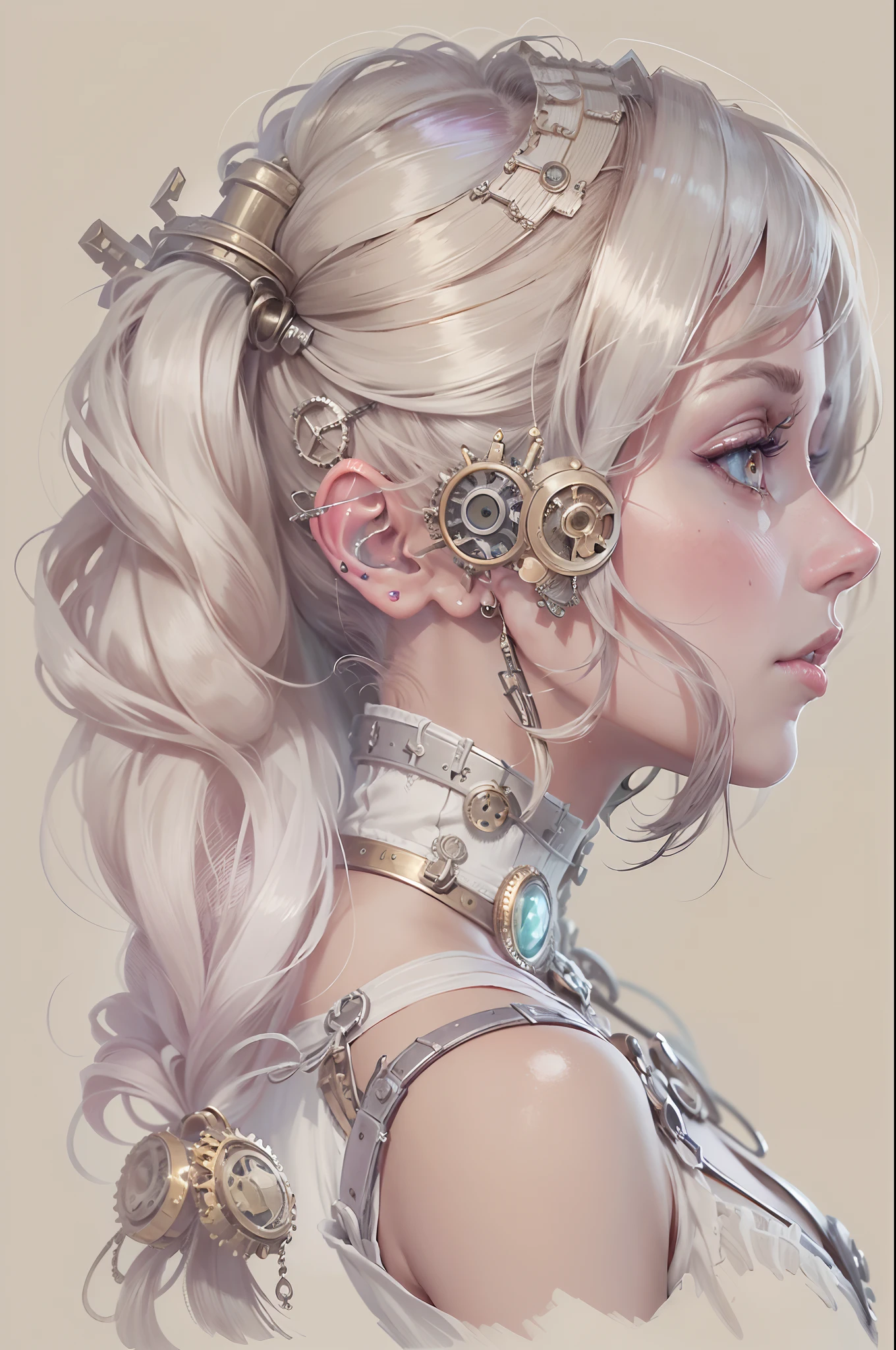 ((Best quality)) , ((Masterpiece)) , (Detailed) , Detailed, Award-Awarded,  1womanl, Platinum hairstyle, From inside [Supernatural:Giant:2] Asgard Palace, Centered on the horizon, visual novel, Grim, (((steampunc))), Key light, 80mm, Three colors, ((Moba style)), Silhouette, skin pore, ((Realistic and detailed)), absurderes, extremely hyper aesthetic, 8K resolution