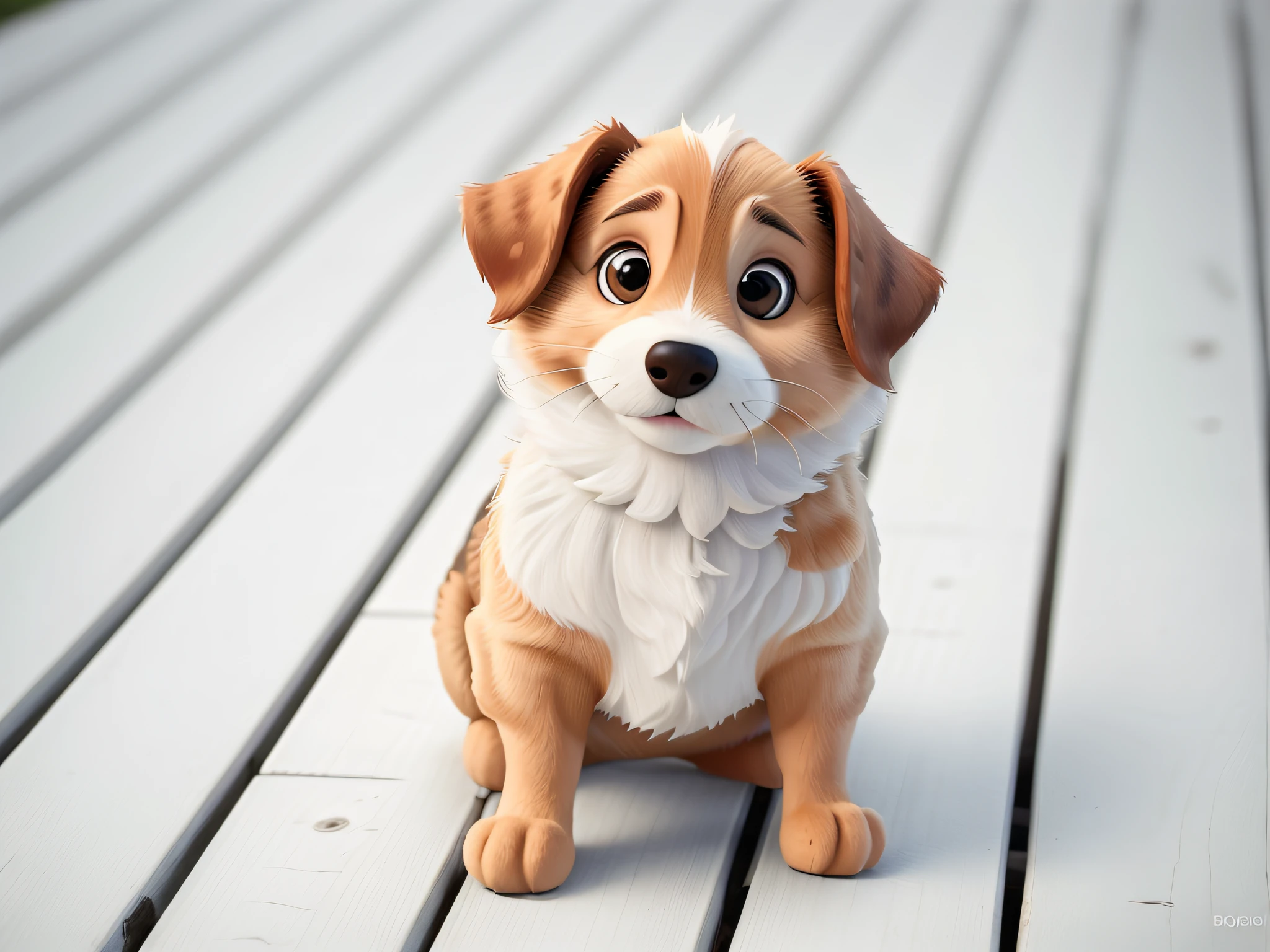 The puppy sits on the wooden deck and watches the camera, o cachorrinho, Cute dog, cute animal, cute corgi, awww, awww, beautiful lovely, Adorable, pet animal, small dog, Cuteness, Puppies, cute cute, kawaii cute dog, super adorable, Corgi, cute beagle, cute beautiful, cute cute, breed corgi and doodle mix, oh, adolable,4k