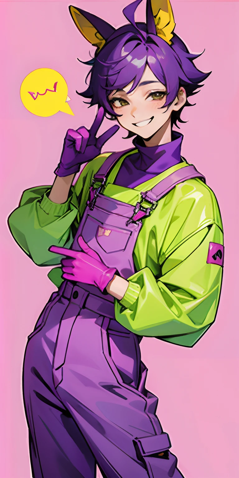 A close up of a person in a purple outfit with a cat ear - SeaArt AI