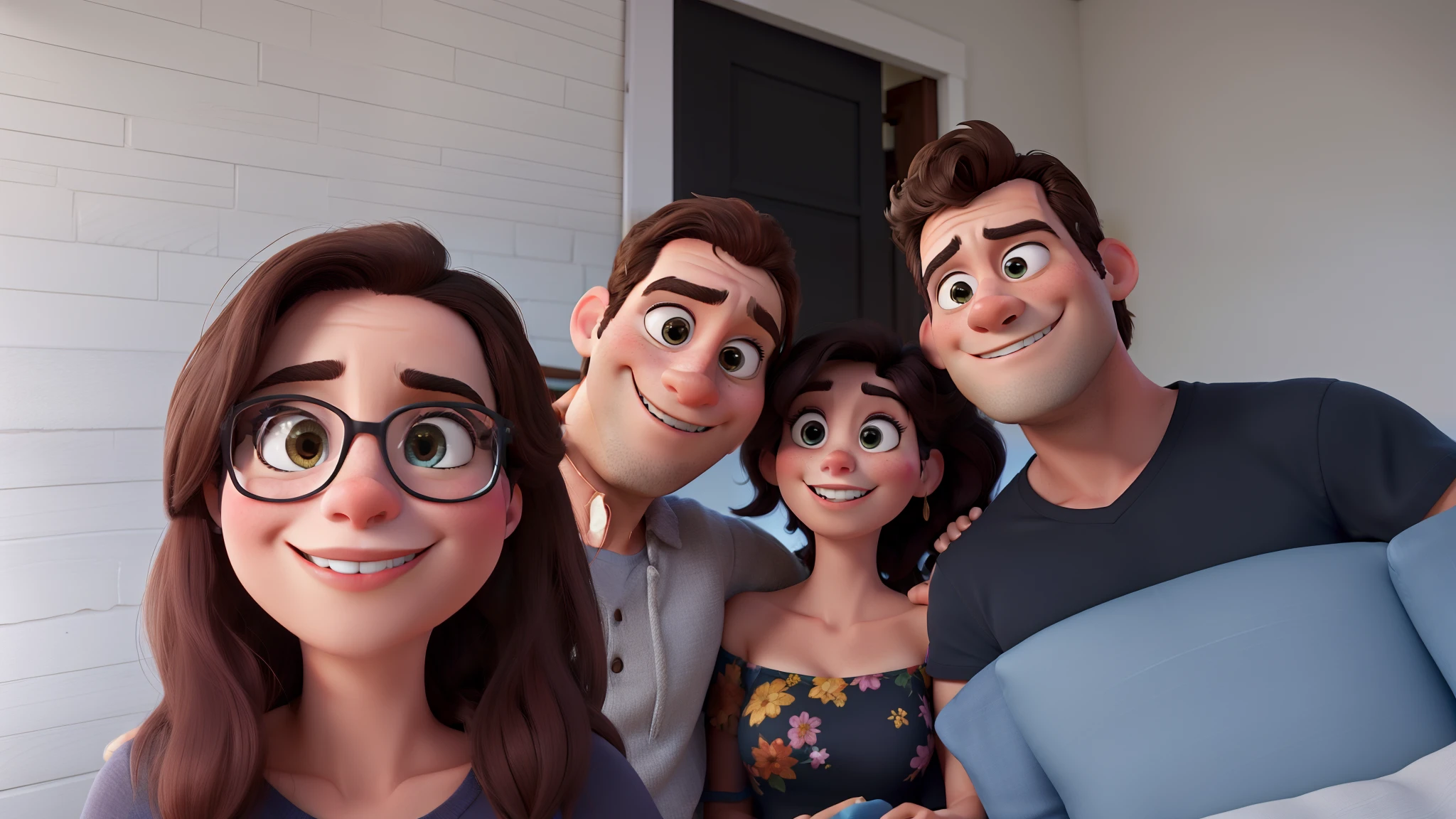 A couple in great quality and definition in the style of Disney pixar