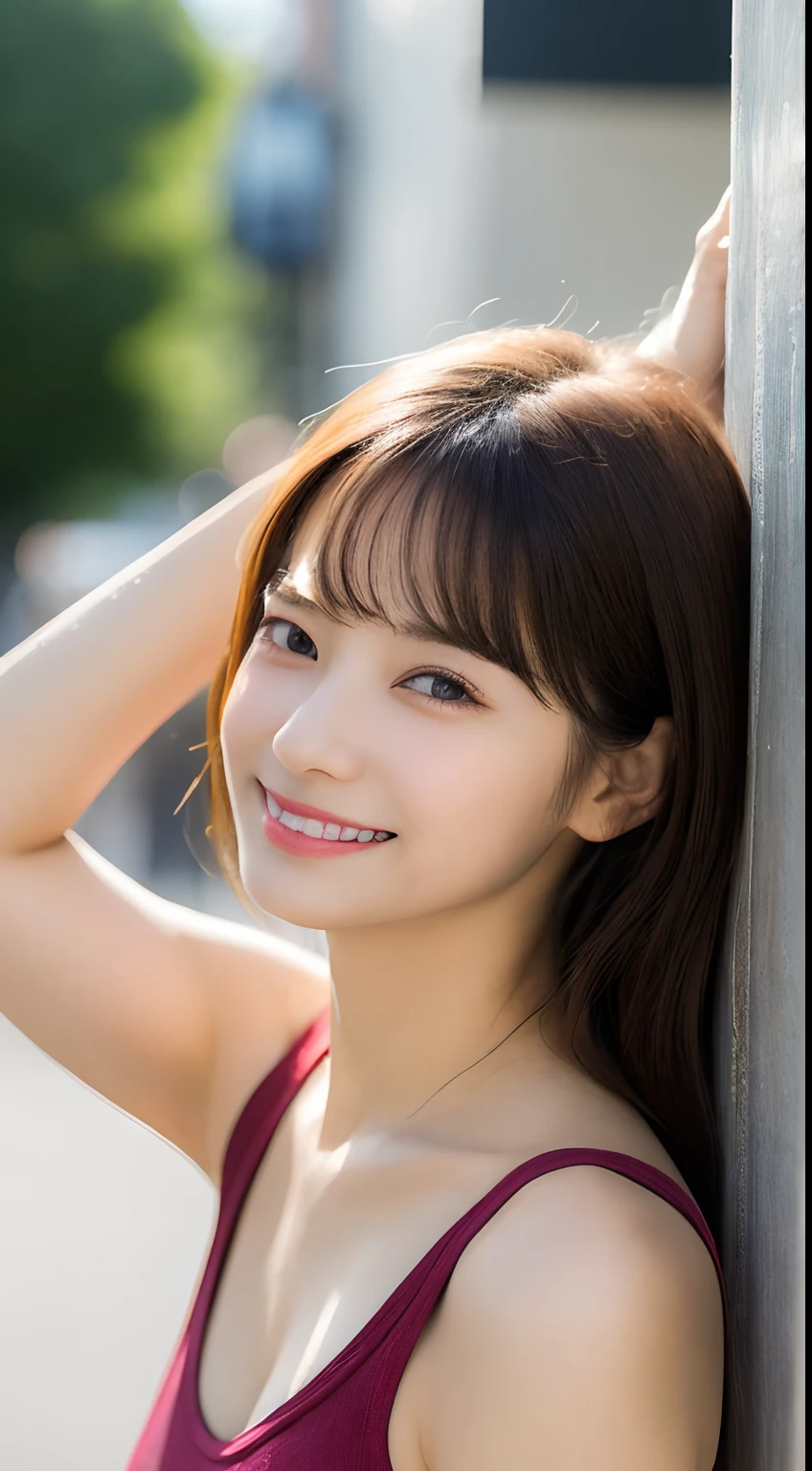 highest quality, masterpiece, ultra high resolution, realistic, 24-years-old,1 girl,Deep off-shoulder, smile,smiling showing teeth,cleavage,