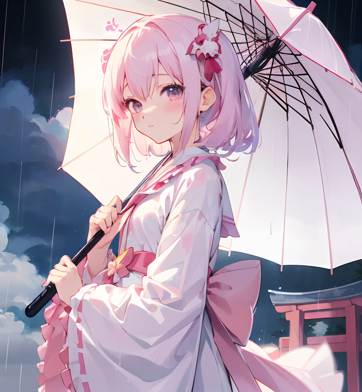 Anime girl in pink dress holding an umbrella in the rain, style of anime4 K, Best anime 4k konachan wallpaper, Anime art wallpaper 4 K, Anime art wallpaper 4k, Anime art wallpaper 8 K, Anime wallpaper 4 k, Anime wallpaper 4K, 4K anime wallpaper, Guviz, 4k manga wallpapers, clean and meticulous anime art
