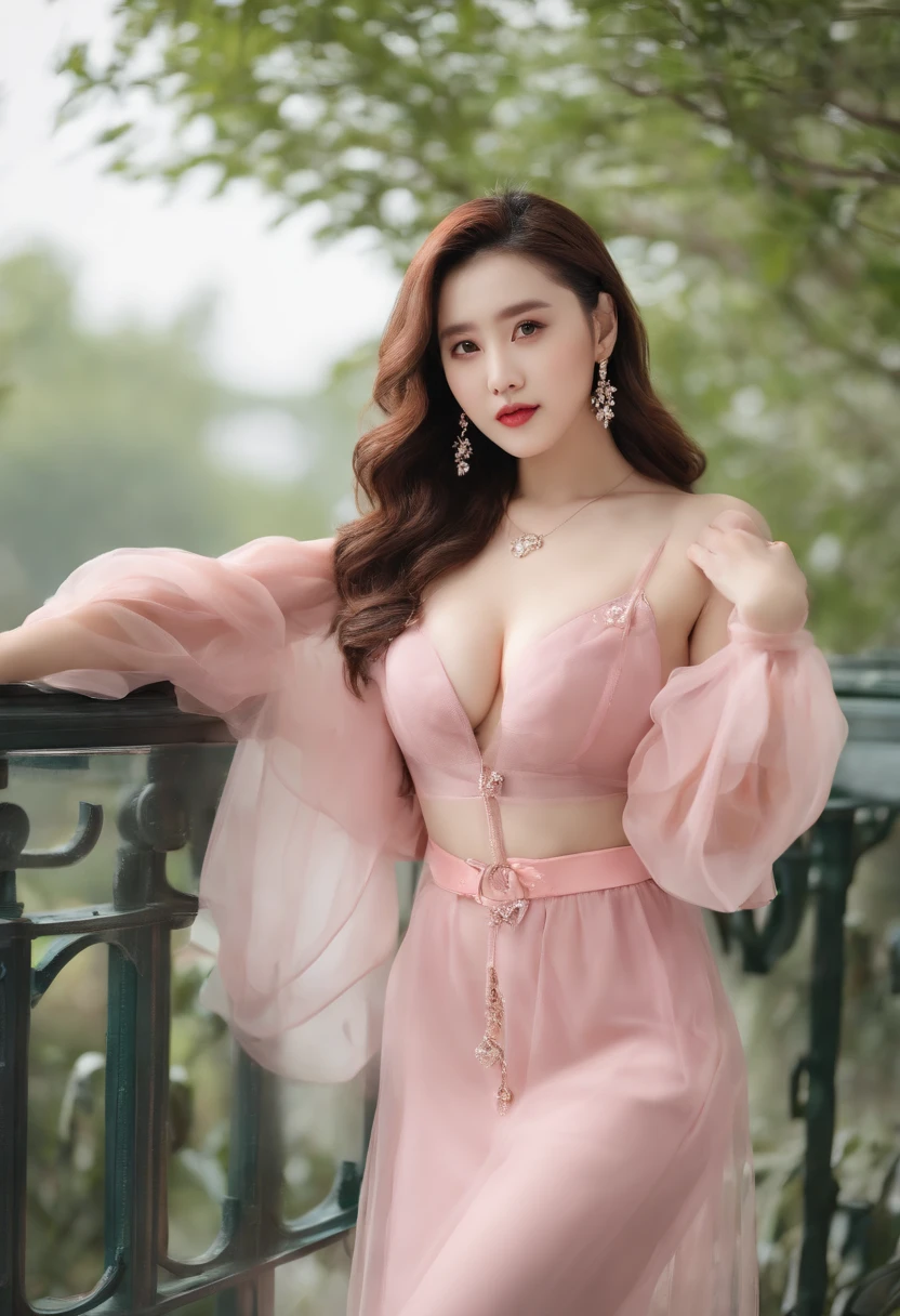 Song Yuqi，Transparent long strap，huge tit，cleavage，Pink ，adolable，Raised sexy，seductiv