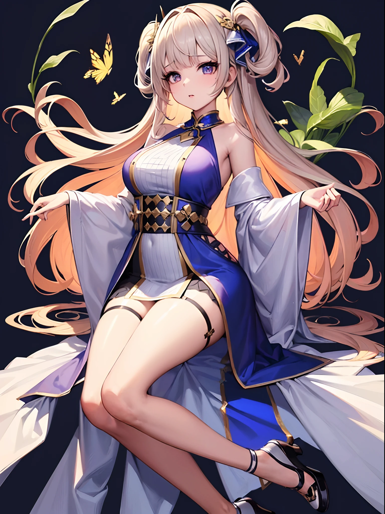 ((Best Quality)), (ultra-detailliert), ((Extremely detailed)), (Beautiful), ((Kawaii Girl)), ((UHD)), (masterpiece), (high quality), (best quality), (4K), (high quality), 1, solo girl, one girl, hair two side up, hair intakes, long hair, parted bangs, platinum blond hair, jade colored eyes, tsurime, paint right up to the tip of the head,((transparent background)),(solo),standing,(wearing shoes on feet),((is wearing Idol Costumes)),good girl, beautiful detailed eyes,good looking,((an extremely delicate and beautiful)),make the eyes the same shape and color on both sides, anime style