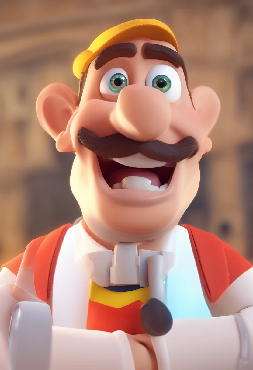 Smiling Man Illustration, sorriso insano, Homem de pele marrom com um sorriso gigante, happily smiling at the camera, sorriso atrevido, he's smiling, sorriso muito grande, Macho sorridente, foto de perfil headshot, rindo sorriso enorme, desenhando no estilo de Arte 3D, c4d, fundo de cor branco puro, estilo disney, estilo pixar render ilustracao Super Detalhe, 8k