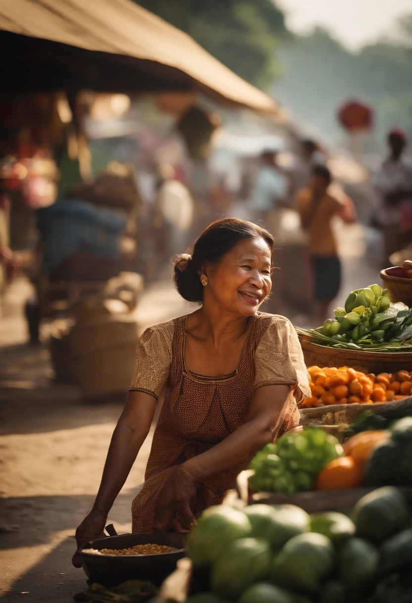 In the breathtaking setting of a Thai market, Gordon Parks' professional photography brings to life the cultural richness and exuberance of the streets. The 50mm lens highlights the details, while warm tones infuse the image with vitality. People's expressions radiate joy and authenticity under the noonday sun, creating a vibrant and captivating atmosphere. --v 5 --stylize 1000