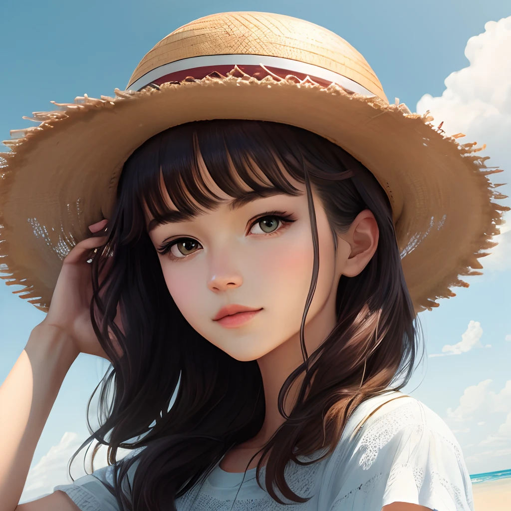 Bob girl in a straw hat