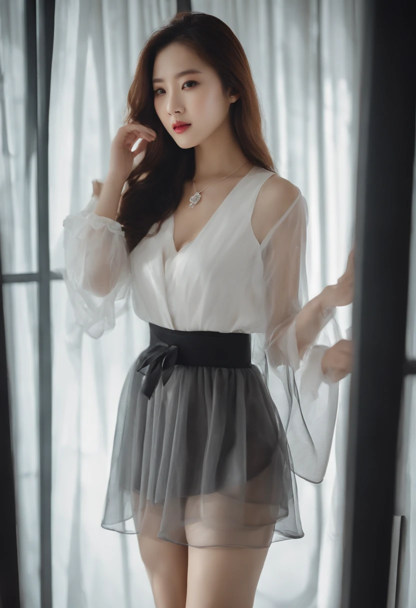 Kasumi, brown eyes, (best quality, ultra detail), (realistic:1.37), beautiful and detailed face, ultra-realistic texture, Delicate face, delicate body, red lipstick, bright colors. high definition, 8K, expression with a slight cute smile and sexy