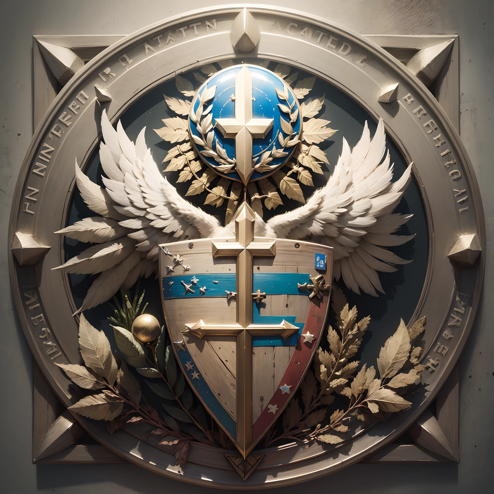 Round Military badge, 2d, cross, shield wings. --auto --s2